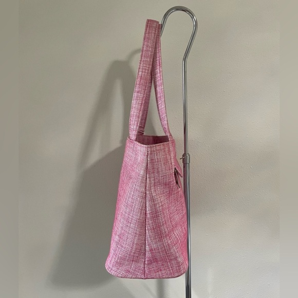 🩷 Beautiful Pink Woven Tote Bag with Tassels by David Jeffery NWOT - Picture 3 of 9